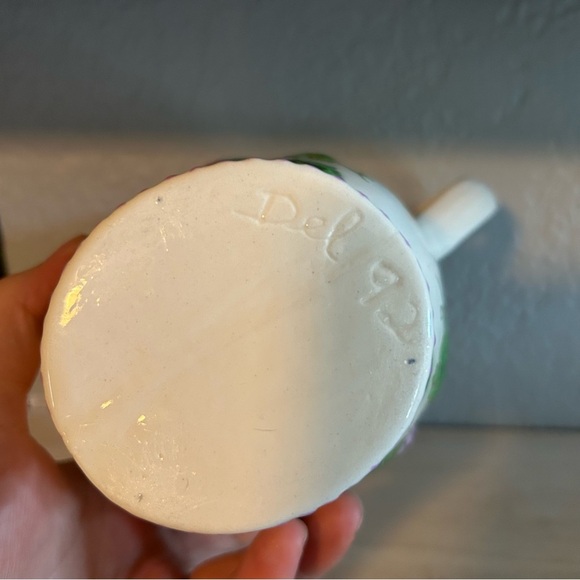 Grape Pitcher Handmade Hand painted Vintage Pottery Ceramic farm country purple‎ - Picture 2 of 4